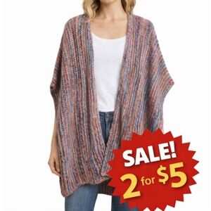 POL Colorful Knit Cardigan Kimono Medium Used Exposed Knit